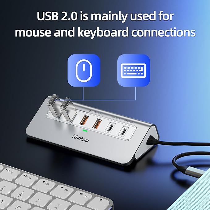 P9 PRO USB C Hub 10Gbps, intpw 9-in-1 USB 3.2 Hub with 4K@60Hz HDMI, 3 USB-A/C 3.2, 2 Type-A 2.0, PD 100W, SD/TF Slot, 3.28FT Aluminum USB Hub for PC, iPhone 16/15 Series, MacBook Air/Pro and More