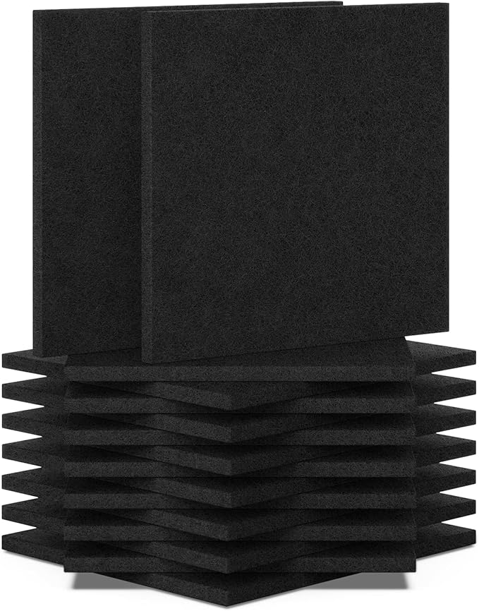 BXI Sound Absorber, 12 X 12 X 3/8 Inches 16Pcs High Density Acoustic Absorption Panel, Sound Absorbing Panels Reduce Echo Reverb, Tackable Acoustic Panels for Wall and Ceiling Acoustic Treatment