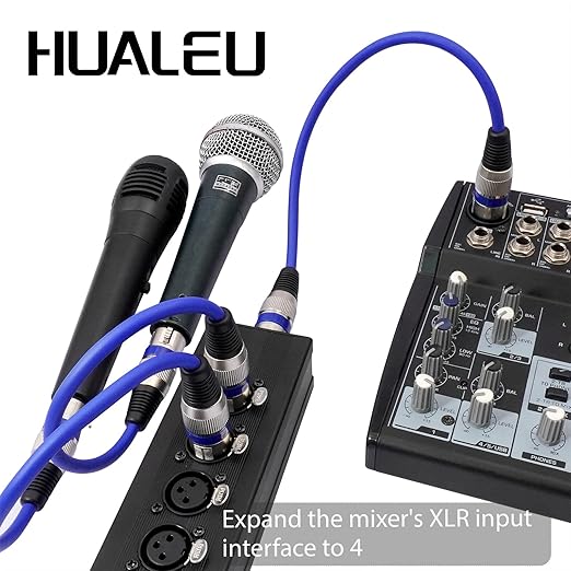 HUALEU 3Pin XLR 1 Male to 4 Female Splitter,4WAY XLR Four-Input and one-Output Parallel Connection Adapter,Four Microphone inputs Converted to one Output,4 in to 1 Out Aduio Splitter