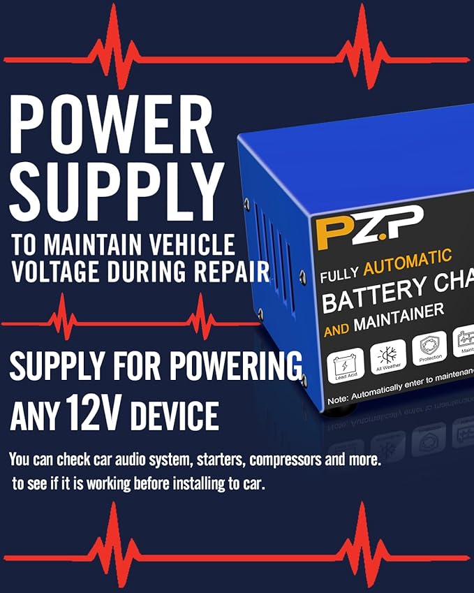 12v Smart Car Battery Charger, 5Amp Fully-Automatic Trickle Charger, Battery Desulfator with Auto Repair, 12 Volt Battery Maintainer, Winter Mode, Suitable for AGM, Deep Cycle, Lawn Mower, RV