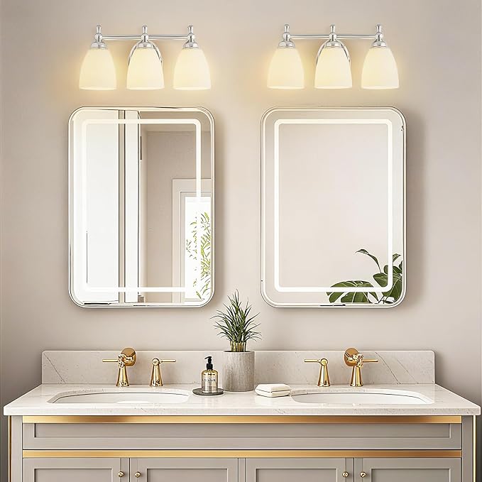 EJIAXIN Bathroom Light Fixtures, 3 Light Bathroom Lighting Fixtures Over Mirror Wall Mounted Lighting Chrome Vanity Light for Living Room Cabinet