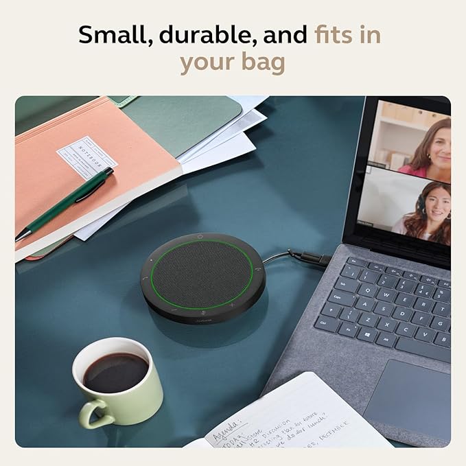 Jabra Speak2 75 (2025 Edition) Wireless Bluetooth Speakerphone - 4 Noise-Cancelling Mics, 65mm Speakers - New Linking Feature - USB-C Dongle - Certified for Zoom and Google Meet - Dark Grey
