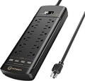 Witeem Surge Protector Power Strip - 12 Outlets,4 USB 6A Ports, 6Ft Extension Cord, 1875W/15A, 4360Joules, Overload Protection - Ideal for Home & Office Use (Black-USB6A)