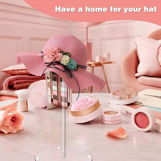 Hdkwby Acrylic Hat Display Stand 2 Pack- Thickened Base for Helmet, Wig - Multi-Use for Perfumery, Watch, Glass, Jewelry Collectibles - Home, Office, Retail, Salons, Hotels, Malls ( 11.8Inch Height)