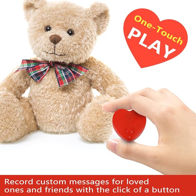 Voice Recorder for Stuffed Animal,JRGKJCP 5min Personal Voice Message Recordable Sound Recorder Chips Module for Christmas Plush Toy and Manual DIY Creative Sound Presents for Boyfriend(Red)