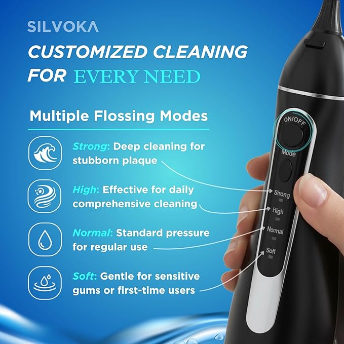 Water Flosser for Teeth, Cordless Oral Irrigator, Portable Dental Flosser with 300ML Tank, 4 Cleaning Modes, IPX7 Waterproof, Rechargeable Water Floss Pick for Braces, Gum Care & Travel