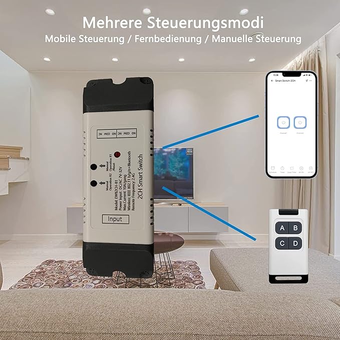 Newgoal 2 Channel EWelink Wireless Switch with Enclosure WiFi Switch Module Remote Control DIY Smart Home Bluetooth Relay 5V/AC85V-250V Power Input Compatible with Alexa Google Home