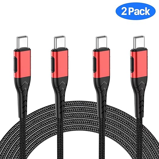 Durcord USB C to USB C Cable, 2Pack 100W 6ft USB C Charger Cable Fast Charging for Android/Phone/Pad, Type C to Type C Charger Braided Compatible with iPhone 15 Pro/Plus/Max/Android/Phone/Pad Red