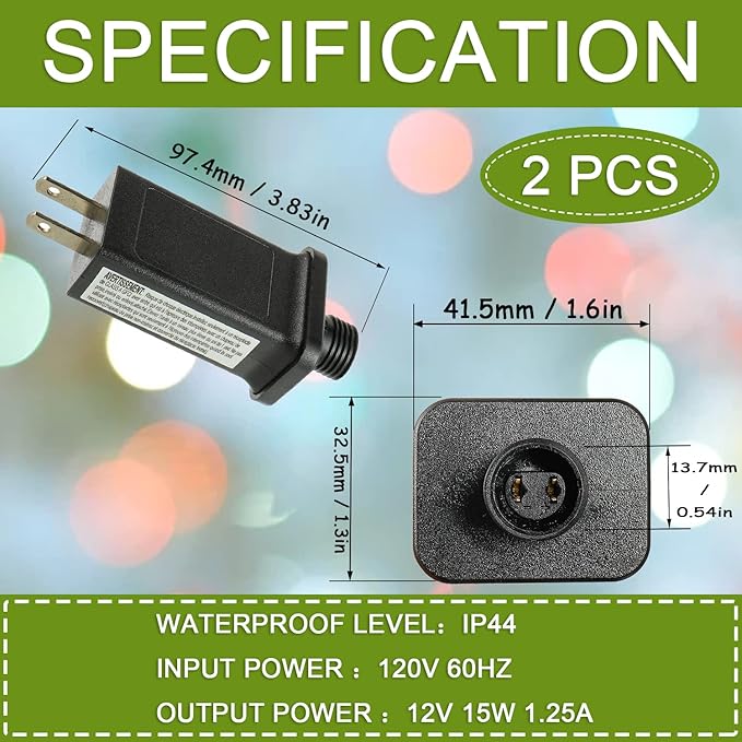 SIGANDG 12V 15W LED Transformer Replacement Class 2 Power Supply for Christmas String Light Inflatable Decorations LED Controller IP44 Waterproof Low Voltage
