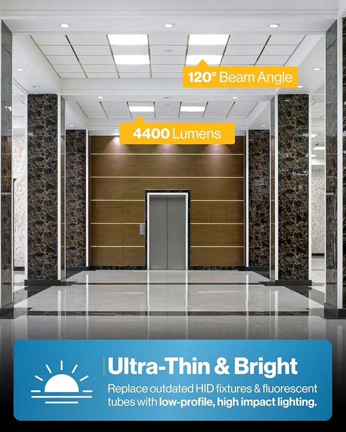Sunco 24 Pack 2x2 LED Flat Panel Light for Drop Ceiling, Commercial Troffer Replacement Lighting Fixture, 4400 LM, 40W, Selectable CCT 4000K/5000K/6000K, Dimmable (0-10V), Dustproof ETL