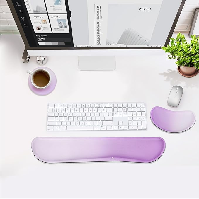 Gimars Upgrade Enlarge Silky Gel Memory Foam Keyboard Wrist Rest, Wrist Rest for Computer Keyboard, Ergonomic Mouse pad Rests for Typing Pain Relief, Wrist Support for Office, Gaming, Purple Gradient