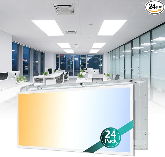 VocgoUU 2x4 LED Flat Panel Light, 24 Pack, Selectable 40W/50W/60W, 3000K/4000K/5000K/6000K, 0-10V Dimmable, ETL Certified, 6600LM, Drop Ceiling Office Lighting