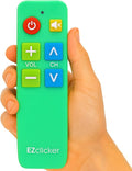 EZclicker TV Remote for Seniors, Extra Simple Big Button Remote (Green) Works with Major TV Brands, NOT for Streaming (2xAAA Batteries Not Included)