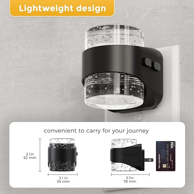 L LOHAS LED Night Light, Bubble Night Lights Plug into Wall, 2 Pack Night Lights with Dusk-to-Dawn Sensor,Dimmable Amber Pulg in Nightlights for Rooms Bathroom Hallway