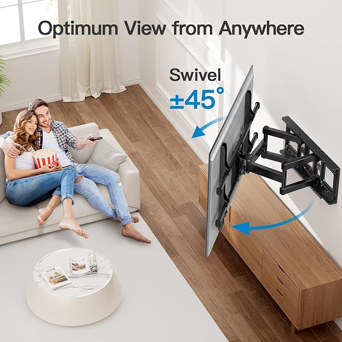 Pipishell Full Motion TV Wall Mount for Most 37-84 Inch TVs up to 132lbs, Wall Mount TV Bracket Articulating Swivel Tilt Extension Leveling Max VESA 600x400mm Fits 12/16" Wood Stud, PILFK1