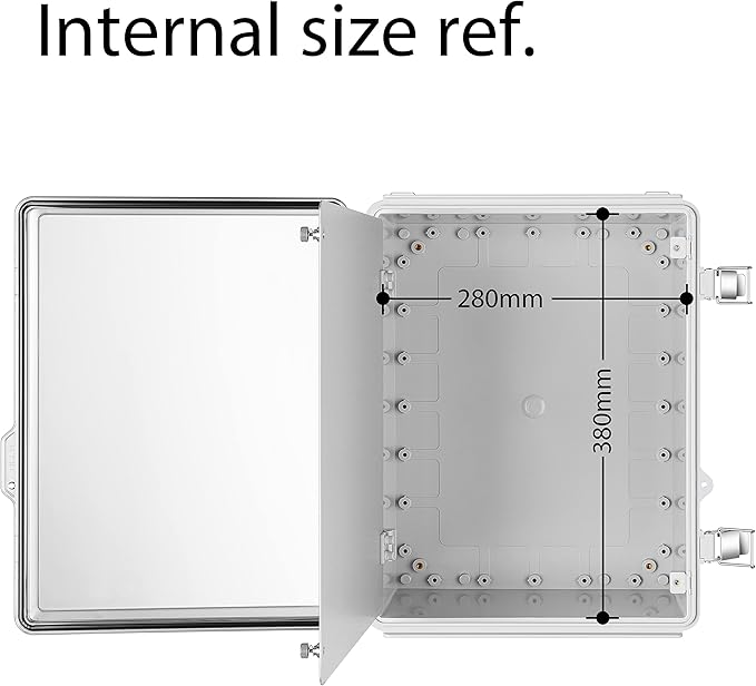 Gratury Junction Box, IP67 Waterproof Plastic Enclosure for Electrical Project, Hinged Grey Cover, Includes Mounting Plate and Wall Bracket (Transparent Cover with Inner Door, 16.1"x12.2"x7.1")