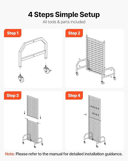 VEVOR 3 Packs Grid Wall Panels, 1.9 x 5.4 ft Wire Grid Panels Display Rack, Movable Art Display Shelf with Wheels and 30 Hooks, Black Carbon Steel Gridwall for Craft Show, Decor, Storage, Notice Board