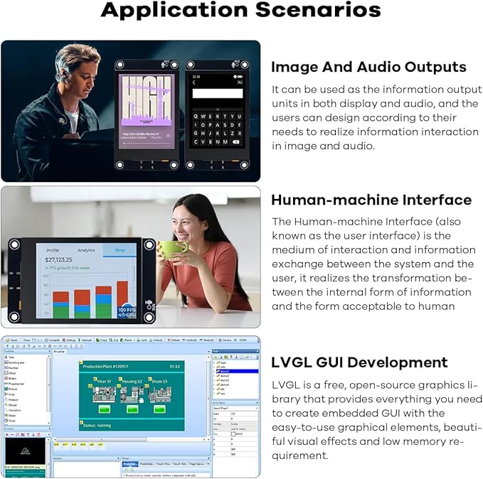 Hosyond ESP32-S3 Touchscreen Module, 2.8" 240x320 IPS LCD EPS32 Display with WiFi Bluetooth Capacitive Touch Screen for Arduino IoT Projects