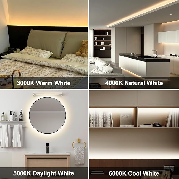 Pandery COB LED Strip Light,CCT Dimmable Strips Light,2700K-6500K,9.84ft/3m,8mm Wide,CRI90+ 24V LED Strips Kit with Bluetooth APP Control/Music Mode,for Bedroom,Kitchen,DIY Lighting