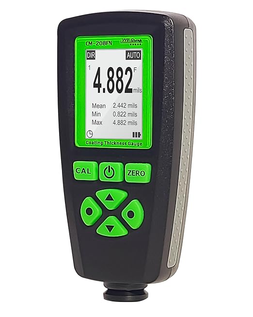 Digital Coating Thickness Gauge CM-208FN / Automatic Thickness Paint Meter for Steel and Aluminum with Resolution 0.001mils /0.1um (Fe/Al)