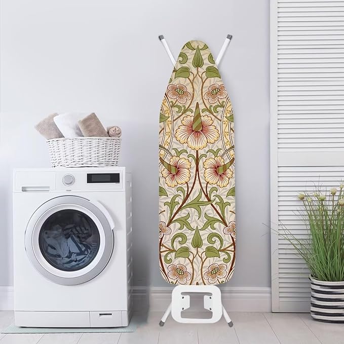 ZCFYGDX William Morris Art Ironing Board Covers,Stain Resistant & Anti-Scorch Elastic Edges Nylon Buckle Straps Hook & Loop Fastener Strap,Easy Install of Protective Decorative Cover 14x45 Inch