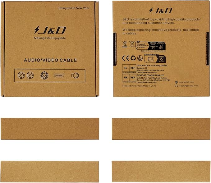 J&D 2 RCA Extension Cable Male to Female, Copper Shell Gold-Plated 2RCA Male to 2RCA Female Cable Stereo Audio Extender Cord Adapter, 6 Feet