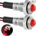 ZGSZJHF UL Listed Mini Indicator Light 8mm 0.31" Waterproof IP67 110V-120V Domed Sphere High Head Metal 304-Stainless Steel LED Lamp Pilot Light with 140mm Wire