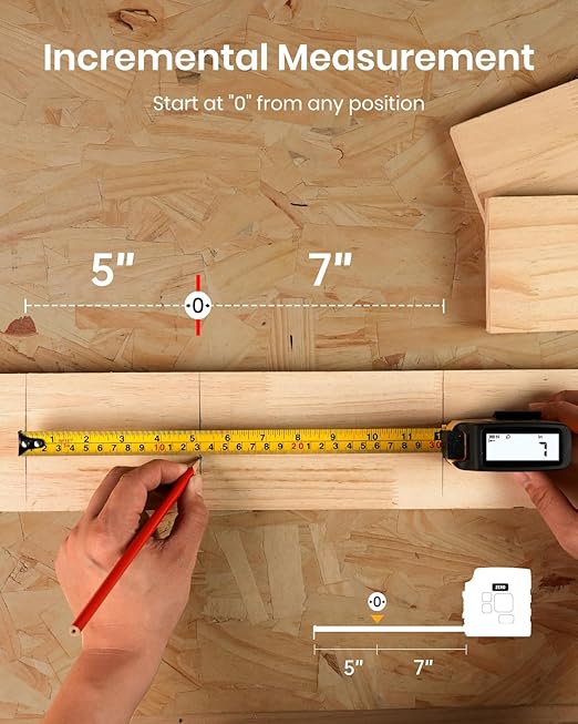 3-in-1 Digital Tape Measure with Laser, 165Ft Laser Tape Measure & 16Ft Digital Measuring Tape, 8 Metric and Imperial Units, Distance Area Volume 1/2 midpoint, Laser Measure Tool, Almighty Tools, APP