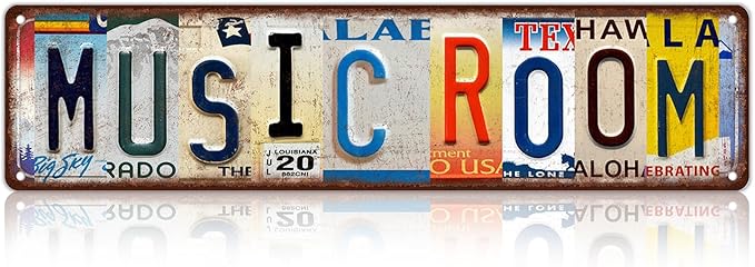 Vintage Music Room Wall Decor Street Signs Music Posters Studio Metal Tin Signs 16 x 4 Inches