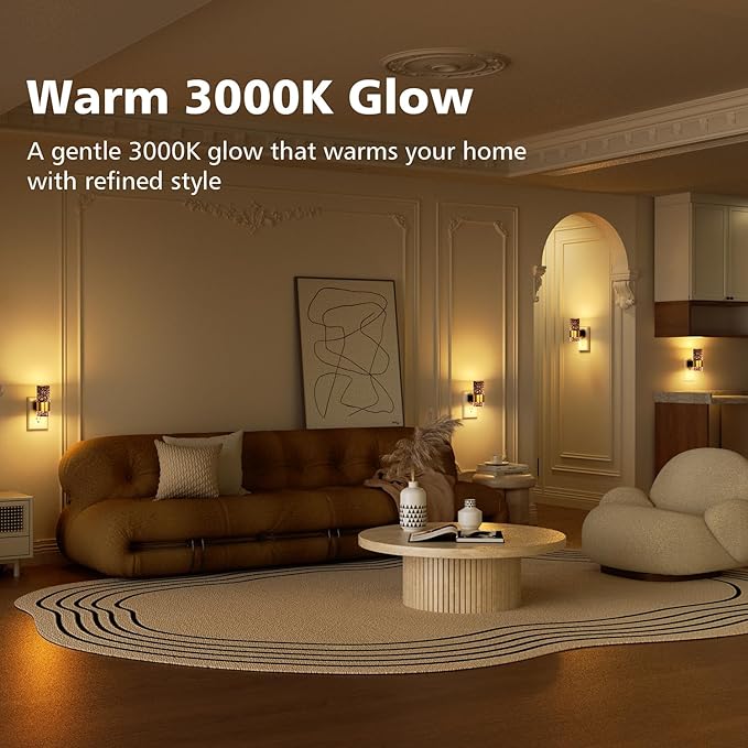 TOSZMOK LED Night Lights Plug into Wall, 2-Pack Bright Plug in Nightlights, Dimmable 0-100LM, Dusk-to-Dawn, Wall Sconce-Style, Auto-On/Off, Home Decor for Bedroom, Bathroom, Hallway, Kitchen, 3000K