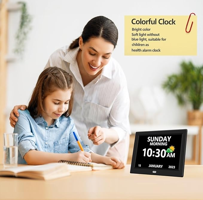 MRCHYDZ 11 Inch Clock with Day and Date for Elderly Large Display Digital Clocks 12 Alarm 3 Display Modes Large Font Alzheimer's Clock Alarm Clocks for Seniors Auto DST 11in Black