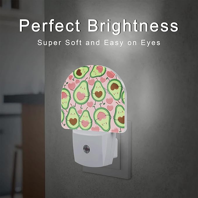 sndheke Cute Pink Avocado Night Light for Kids, Heart Shaped Avocado Night Light Plug in with Dusk to Dawn Sensor, 0.5w Energy Saving Sleep Friendly Nightlight for Hallway Stairway Kitchen Bedroom