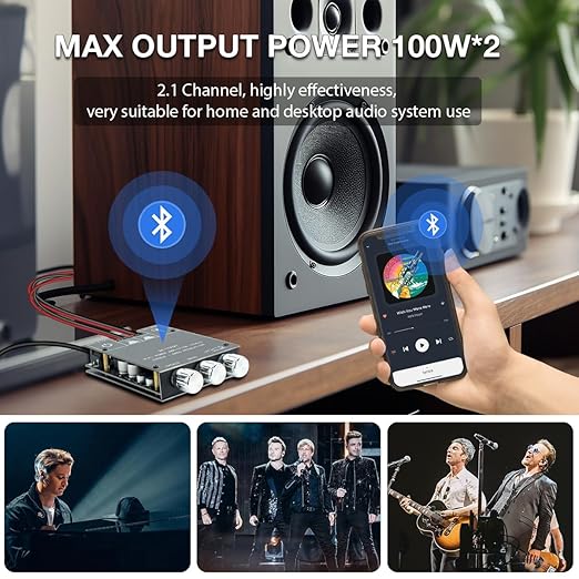 Hosyond ZK-1002T 100W+100W Bluetooth Amplifier Board with Treble and Bass Control 2.0 Channel Stereo Bluetooth AMP Board for DIY Speakers Home Theater
