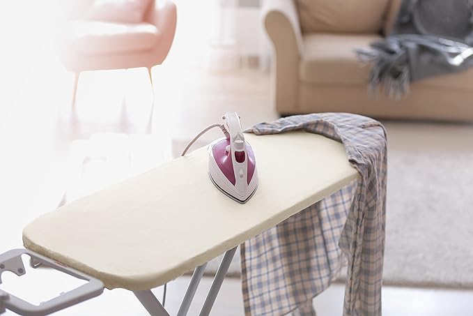 Encasa XO Ironing Board Cover and Pad 49"x18" - 4mm Felt Wide Iron Board Cover with Padding - Heat Resistant, Stain-Safe Dye, Non Slip Elastic Bungee Cord Tightening Iron Table Cover Natural