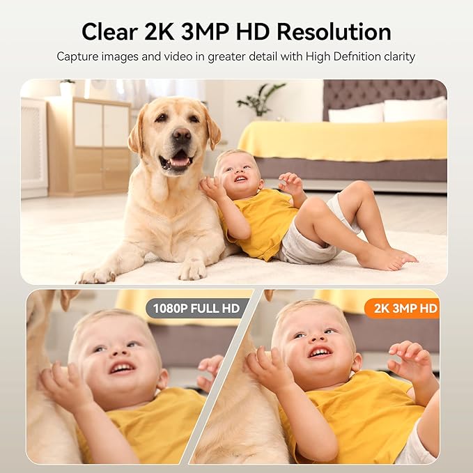 GBIUT Indoor Security Camera, Indoor Camera for Home Security, WiFi Home Camera with 360° Pan Tilt, AI Motion Detection, Two-Way Audio, Night Vision for Baby, Pet, Elderly Monitoring