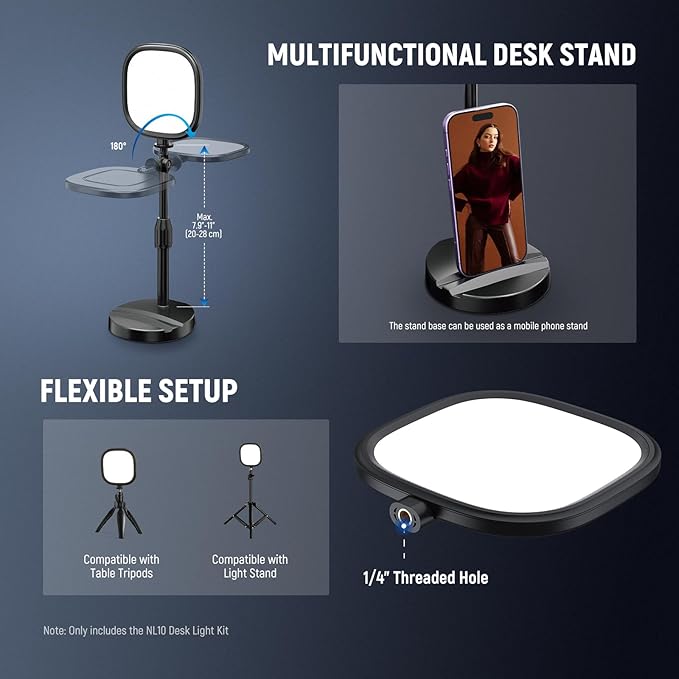 NEEWER Basics 2 Pack 5" Full Screen LED Ring Light with Stands for Desk Video Conference, 10W Bi Color Edge Lit Computer Laptop Webcam Zoom Calls Lighting Streaming Phone Recording, CRI95, NL10