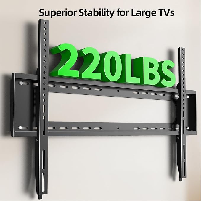 USX MOUNT Fixed TV Wall Mount for 65-120 inch Flat TVs up to 220 Lbs, Low Profile Wall Mount TV Bracket fits 16" 18" 24" 32" Stud Spacing, Max VESA 900x600mm for Most 65 75 85 86 90 98 100 120 inch