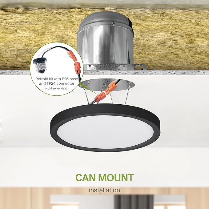 ASD LED 5" Round Flush Mount Ceiling Light Fixture, Low Profile Surface Lighting | 5CCT, Dimmable, Ultra-Thin, ETL Listed | 10W 700LM 2700-6000K 120V | Kitchen, Bedroom, Hallway Lamp | Black, 12 Pack