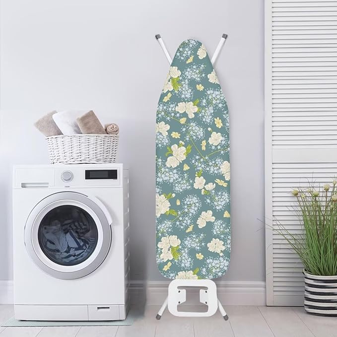 ZCFYGDX Dandelion Flower Print Ironing Board Cover Decor, Resist Scorching & Staining, Easy to Install Resistant Elastic Edges, 3 Nylon Buckle Straps Fasteners, Protective Scorch Cloth Covers Size-S