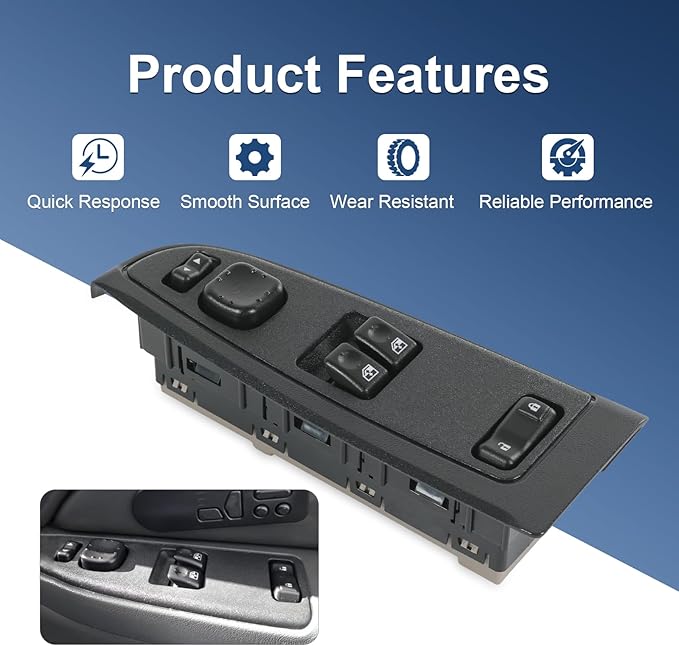 DICMIC Front Driver Side Master Power Window Switch and Door Lock & Black Bezel Assembly Compatible with 2003-2007 Chevrolet, GMC Select Model Replace# 15883322, 920-024, DWS-248