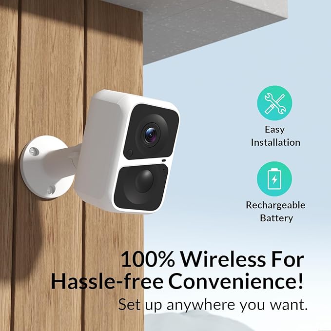 Vicohome 2K Wireless Battery-Powered WiFi Security Camera, Outdoor/Indoor with AI Motion Detection, Full Color Night Vision, 2-Way Audio, Spotlight & Siren, IP65 Weatherproof, SD/Cloud Storage