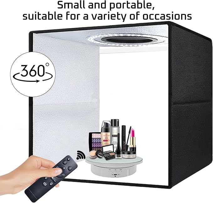 JAYEGT 2 in 1 Motorized Rotating Display Stand with 5.74 /8.66 inch Replacement Mirror Cover，Max 22lbs Load with Remote controller , 360 Degree Electronic Turntable Display Stand for Photography