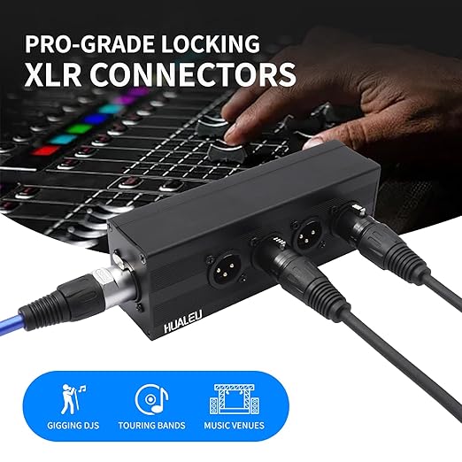 HUALEU 3Pin XLR 1 Female to 4 Male Splitter,4Way XLR Single Input to Four Output Parallel Connection Adapter,One Input to 4 Output Audio DMX Adapter