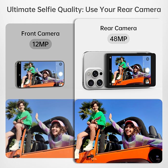 Vlog Selfie Monitor Screen for iPhone 16 and Below, Young Master Magnetic Touchscreen Monitor, 4K 60fps, Audio Sync, 4in Back Camera Monitor for Youtube Tiktok Video Recording, Compatible with Android