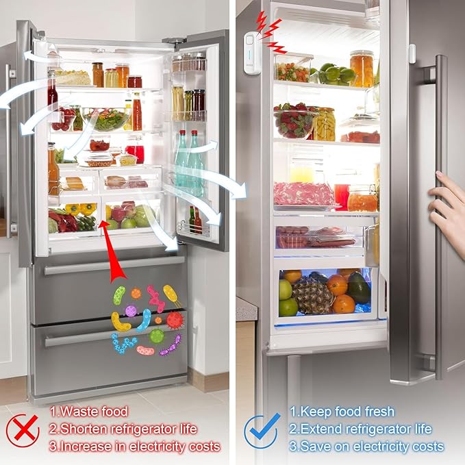 DAYTECH Refrigerator Door Alarm Freezer Door Left Open Alarm with Delay 1/2/3/4 mins Window Door Ajar Alert Fridge Alert 0 to 120 dB for Freezer Home Store Business Office 3 Sets White