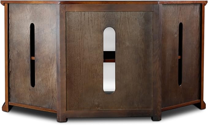 Leick Home 80385 Leaded Glass Three Door Corner TV Stand with Enclosed Storage For 50" TV's, Burnished Oak