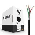 Voltive 14/4 Speaker Wire, in-Wall CL3 & Direct Burial, Black, 500ft - 14AWG, 4 Conductors, Stranded Oxygen-Free Copper, UL Listed - V-1209-5