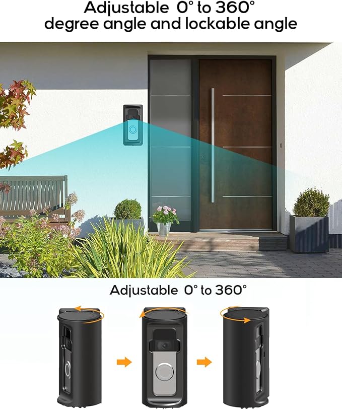 KMOUANTS Adjustable 360° Degree Doorbell Angle Mount Compatible with Ring/Wireless Video Doorbell/Battery Doorbell Plus/Pro Mount, Ring Camera Holder Door Mount no Drill