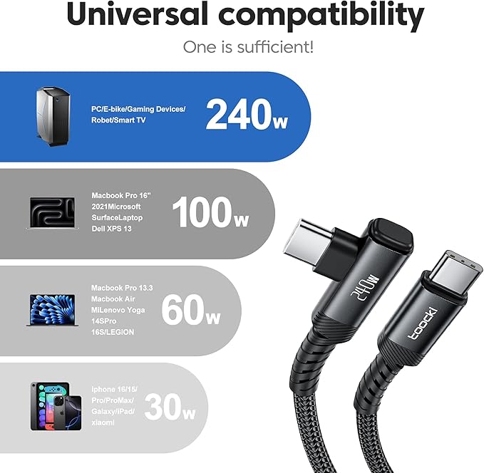 USB C Cable [2Pack, 6.6ft] 240W Fast Charging Type C Cord, Nylon Braided USB 2.0 Cable for iPhone 17 16 15 Pro Plus Pro Max Air, iPad Pro, Samsung Galaxy S24 S23, Switch, MacBook Pro, Pixel-Black