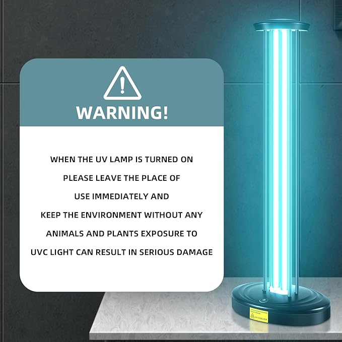 JTAPURE 100W UV Light, Ultraviolet Lamp Purifier for Whole Room & House, Ozone-Free, Home Disinfection Device with 3-Gear Timer Remote Control, UVC Lights, Purification for Bathroom, Toilet, Office